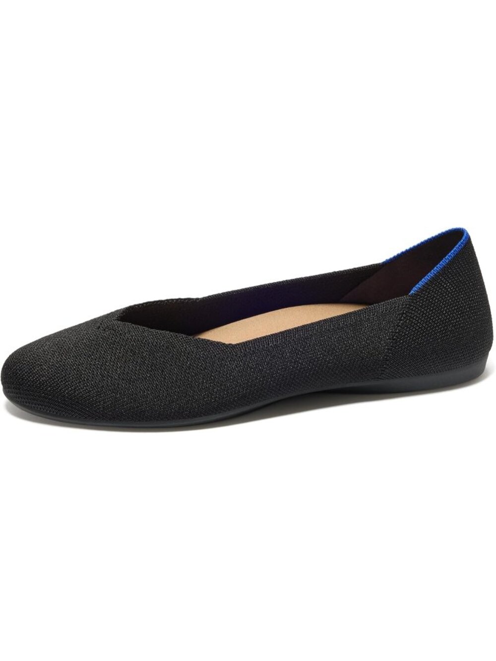 Women's Black Pointed Toe Slip On Cushioned Insole Pull On Ballet Flats